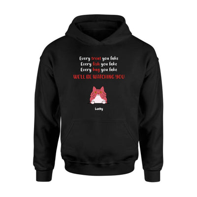 Personalized Funny Cat Watching You Custom Name Gift For Cat Lovers - Standard T-shirt Hoodie - Dreameris