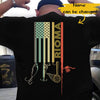 Personalized Vintage Fishing Hunting Lovers Vintage Flag Gift For Dad Grandpa Custom Name - Standard T-shirt - Dreameris