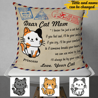 Mother's Day Gift For Cat Lovers Cat Mom Letter Envelope Custom Title, Cat & Name Personalized Pillow - Dreameris