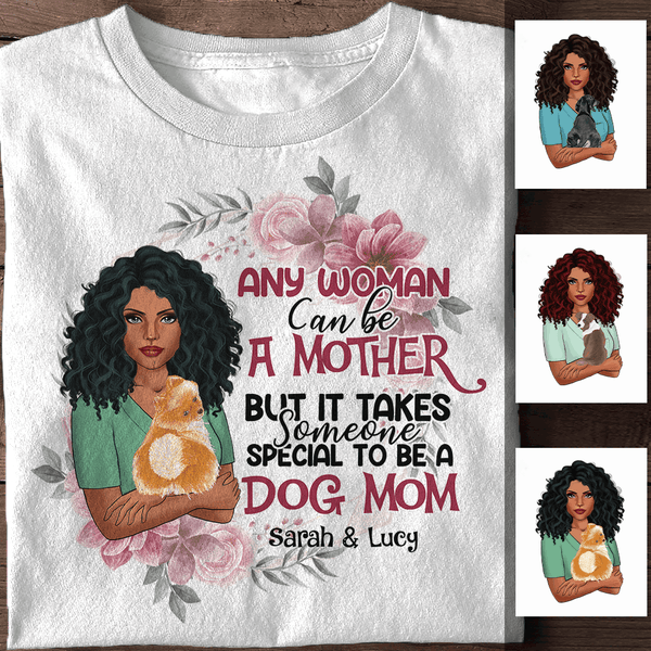 Mother's Day Flower Floral Custom Woman's Style & Dog Breed Personalized T-shirt Gift For Dog Mom Dog Lover