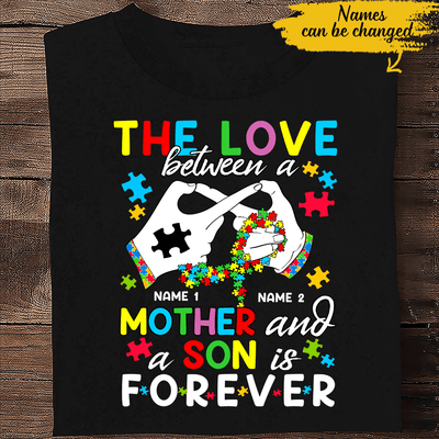 Autism Awareness Puzzle Piece Infinity Autism Mom Mother & Son Custom Name Personalized T-shirt Gift For Mom