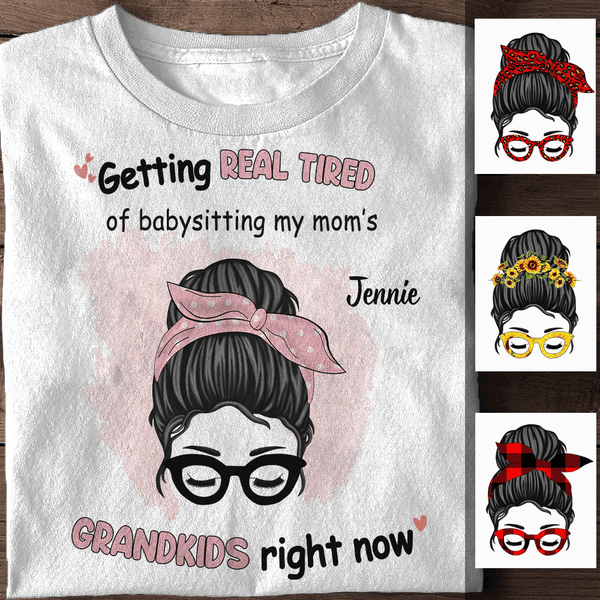 Mother's Day 2021 Funny Gift For Mom Messy Bun Tired Mom Gift Ideas Custom Style & Name Personalized T-shirt