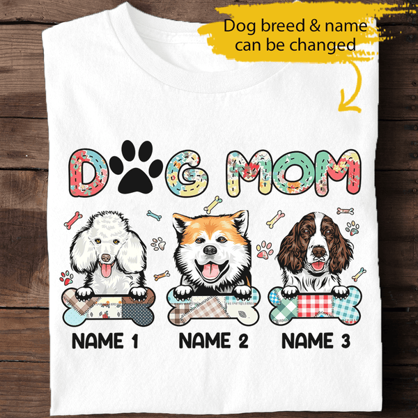 Mother's Day Dog Mom Gift For Mom Mother In Law Custom Dog Breed & Name Personalized  Women T-Shirt Cute Gift For Dog Lovers