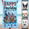 Funny Happy Pawliday Boat Trip Summer Independence Gift For Dog Lovers Custom Dog Breed Personalized Beach Towel