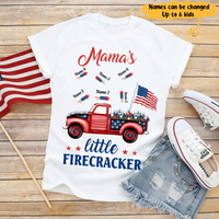 Mama's Little Firecracker Independence Day Freedom Car Flower Custom Title Personalized Shirt