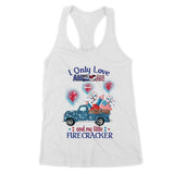 I Only Love American And My Little Firecracker Independence Car Trip Custom Name Personalized Shirt