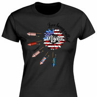 Love Being Called Nana Sunflower American Flag Firecracker 4th Of July Custom Name Gift For Mother Personalized Shirt