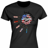 Love Being Called Nana Sunflower American Flag Firecracker 4th Of July Custom Name Gift For Mother Personalized Shirt