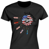 Love Being Called Nana Sunflower American Flag Firecracker 4th Of July Custom Name Gift For Mother Personalized Shirt