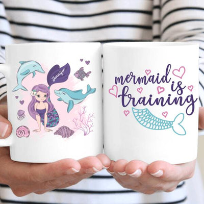 Mermaid Is Training Summer Beach Trip Custom Name Personalized Coffee Mug