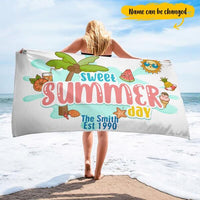 Sweet Summer Trip Sunny Pineapple Watermelon Fruit Juice Custom Name Personalized Beach Towel