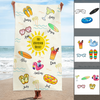 Sunny Colorful Summer Trip With Friends Family Gift Ideas Custom Icon Name Personalized Beach Towel