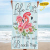 Life Love And The Pursuit Of The Next Beach Trip Flamingo Couple Gift Family Custom Name Personalized Beach Towel