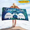 Deep In Love Turtle Couple Newly Weds Husband Wife Awesome Summer Honeymoon Trip Custom Name Personalized Beach Towel