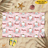 Cute Pink Elephant Gift For Kids Awesome Summer Trip Cruise Custom Name Personalized Beach Towel