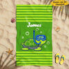 Cute Turtle Diving Awesome Summer Vacation Gift For Kids Custom Name Personalized Beach Towel