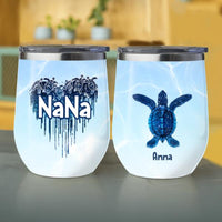 Nana Heart Turtle Ocean Summer Beach Trip Custom Name Personalized Wine Tumbler