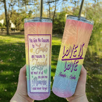 You Give Me Reasons To Smile Laugh Memories Could Never Forget LBGTQ Day Rainbow Flamingo Summer Trip Custom Photo Personalized Tumbler