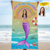Funny Mermaid Live In The Sunshine Awesome Summer Trip Vacation Gift For Girls Custom Photo & Style Personalized Beach Towel
