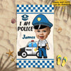 Cute Police Children Gift For Kids Awesome Summer Trip Custom Name Personalized Beach Towel