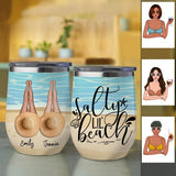 Salty Lil' Beach Gift For Summer Bestie Custom Name Personalized Wine Tumbler