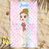 Chibi Girl Enjoy Summer Trip Mermaid Pattern Gift For Girls Custom Style & Name Personalized Beach Towel