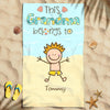 Funny This Grandma Belongs To Cartoon Kids Awesome Summer Vacation Gift Grandmother Custom Icon & Name Personalized Beach Towel