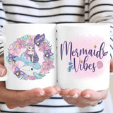 Cute Mermaid Vibes Cartoon Dolphin Summer Trip Gift For Sister Friends Custom Name Personalized Coffee Mug