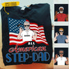 (Custom Name & Design) All American Step-dad USA Flag Personalized Father's Day Gift For Stepdad Stepfather Golf Shirt