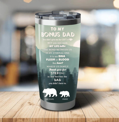 Letter To Stepdad Papa Bear Custom Name Hiking Personalized Father's Day Gift For Step Dad Stepfather Tumbler 20oz Insulated Cup