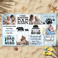 (Upload Your Photo) Papa Bear Happy Father's Day Personalized Gift For Dad From Daughter Custom Photo & Name Beach Towel