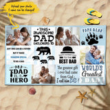 (Upload Your Photo) Papa Bear Happy Father's Day Personalized Gift For Dad From Daughter Custom Photo & Name Beach Towel