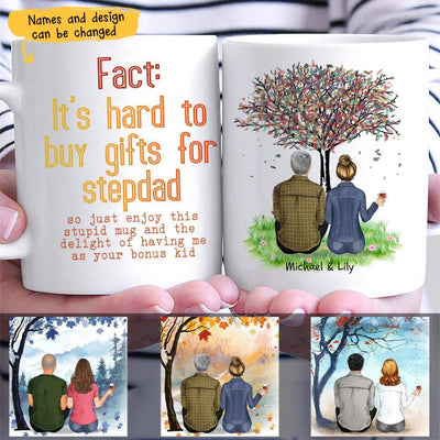 (Custom Name & Design) It's Hard To Buy Gift For Step dad Funny Personalized Gift For Stepdad From Stepdaughter Custom Illustration Bonus Dad Mug