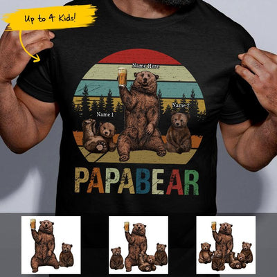 Papa Bear Shirt With Kids Names Personalized Papa Gift Papa Shirt