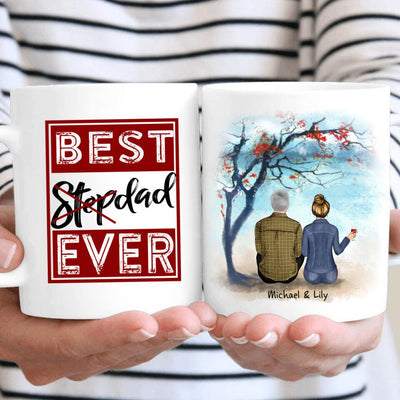 (Custom Name & Illustration) Best Dad Ever Personalized Father's Day Gift For Stepdad From Stepdaughter Bonus Dad Mug