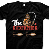 (Up to 6 Kids) The Rodfather Funny Personalized Father's Day Gift For Dad Stepdad Fishing Lovers Custom Name Shirt