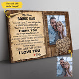 (Upload Your Photo) Letter To Bonus Dad Thank You For Being There For Me Personalized Father's Day Gift For Dad Stepdad Custom Name Canvas