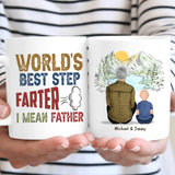 (Custom Name & Illustration) World's Best Step-farter Funny Personalized Father's Day Gift For Stepdad From Stepson Bonus Dad Mug