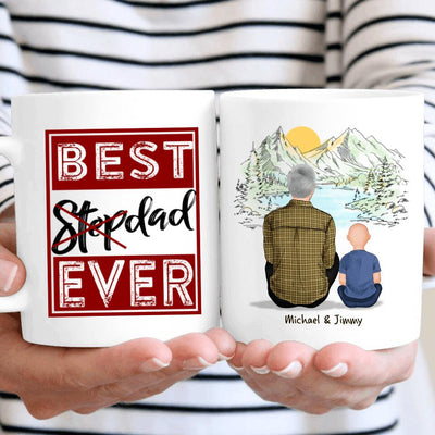 (Custom Name & Illustration) Best Dad Ever Personalized Father's Day Gift For Stepdad From Stepson Bonus Dad Mug