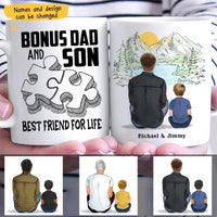 (Custom Name & Illustration) Bonus Dad And Son Best Friend For Life Personalized Father's Day Gift For Stepdad From Stepson Mug