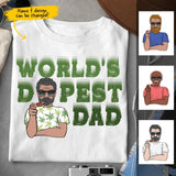 (Custom Name & Illustration) World's Dopest Dad Funny Personalized Father's Day Gift For Dad Stepdad Weed 420 Shirt