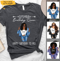 September Girl Happy Birthday To Me Personalized September Birthday Gift For Her Black Queen Custom September Birthday Shirt