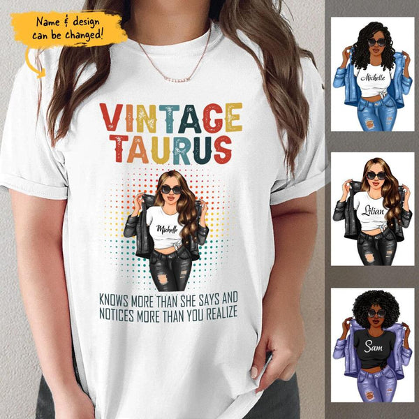 Taurus Girl Zodiac Sign Retro Vintage Personalized May Birthday Gift For Her April Birthday Black Queen Custom April May Birthday Shirt