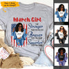 March Girl American Flag Personalized March Birthday Gift For Her Black Queen Custom March Birthday Shirt