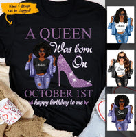 (Custom Birth Date) October Girl Personalized October Birthday Gift For Her Black Queen Custom Birthday Shirt October Girl Hoodie Dreameris