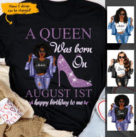 (Custom Birth Date) August Girl Personalized August Birthday Gift For Her Black Queen Custom Birthday Shirt August Girl Hoodie Dreameris