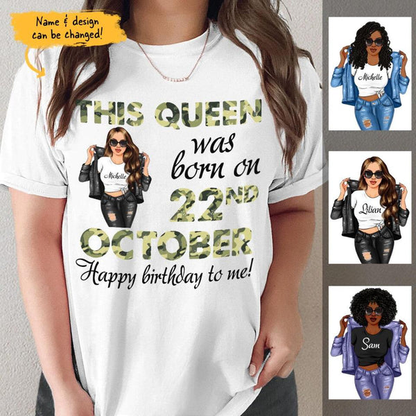 October Girl Custom Date Personalized October Birthday Gift For Her Black Queen Custom October Birthday Shirt Hoodie