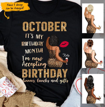 It's My Birthday October Girl Personalized October Birthday Gift For Her Black Queen Custom Birthday Gift Customized Birthday Shirt Dreameris