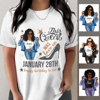 (Custom Birth Date) Personalized January Birthday Gift For Her Custom Birthday Gift Black Queen Customized January Birthday Shirt January Girl Hoodie Dreameris