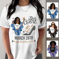 (Custom Birth Date) Personalized March Birthday Gift For Her Custom Birthday Gift Black Queen Customized March Birthday Shirt March Girl Hoodie Dreameris